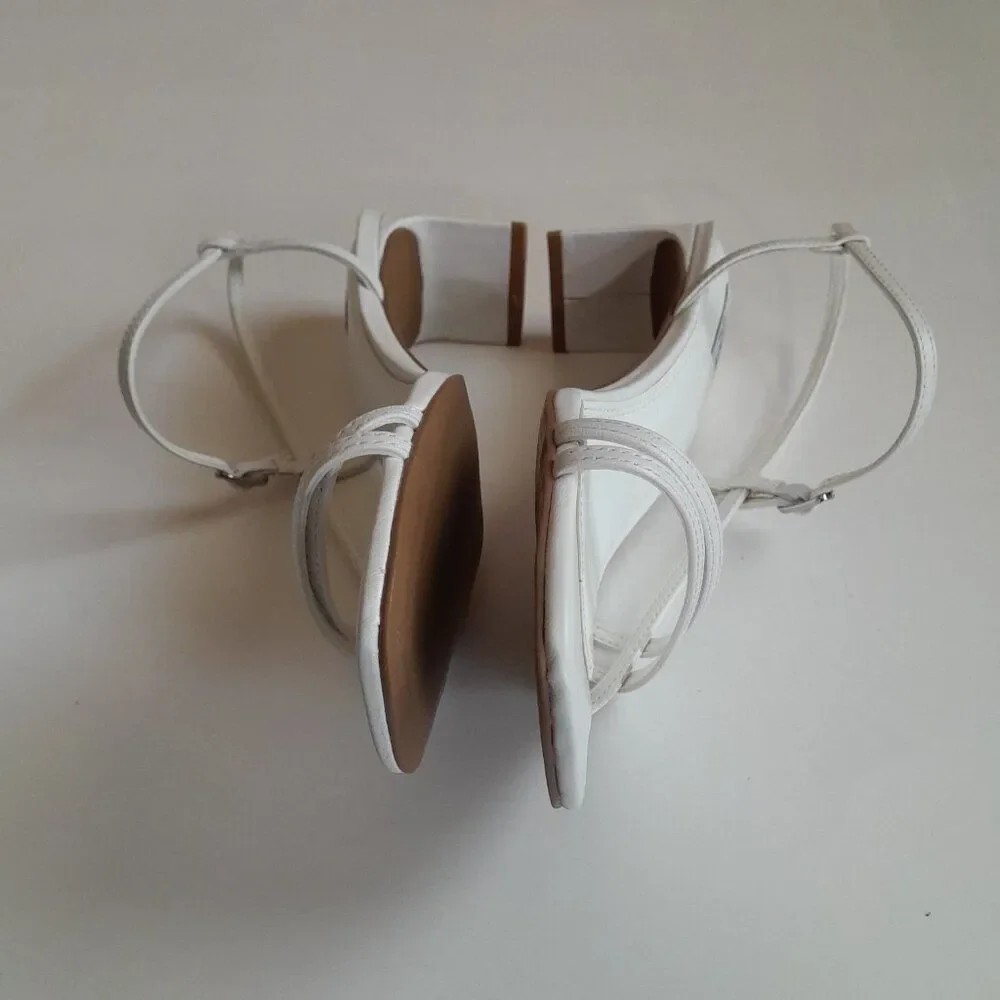 Steven New York Women’s Oceana White Leather Strappy Heels size 9.5